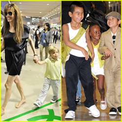 angelina-jolie-japan-airport-kids