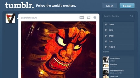 The home page for the Tumblr website.